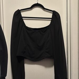 Lantern sleeve corset style blouse | 2x black | sheer sleeves